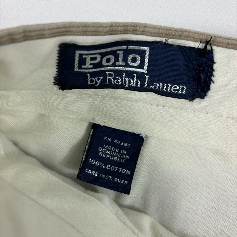Vintage Polo Ralph‎ Lauren Dress Pants Mens 40x32 Beige Corduroy Pleated Cuffed